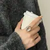 Anillo Geométrico Dulce para Nariz Hueca para Mujer, Anillo Abierto Creativo de Triángulo Irregular con Personalidad, Anillo de Dedo Índice de Nicho de Moda