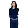 Camisa falsa de dos piezas empalmada para mujer, nuevo estilo coreano para primavera y otoño, capa base para otoño e invierno, top de manga larga para principios de otoño