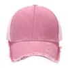Boné de cinco painéis com borda rasgada desgastada e lavada transfronteiriço, com tela, para homens e mulheres, boné de beisebol retrô com aba de pato respirável, bordado de LOGO personalizado
