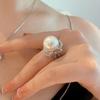 Cuentas de Concha Natural Celebridad de Internet de Gama Alta Venta en Vivo Nuevos Productos Comparables a las Cuentas de Concha de Perla Anillo Abierto con Lazo Full Diamante para Mujer