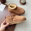 Botas de Nieve Henan Sangpo para Mujer de Piel de Una Pieza de Caña Corta Nieve Algodón Planas Forradas de Lana Cálidas Zapatos de Algodón Invierno 2024