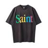 Camiseta de Manga Corta Saint Michael 24Ss Kingdom Trendy High Street para Hombre y Mujer