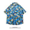 Camisa Hawaiana de Seda de Hielo para Hombre Camisa de Manga Corta de Moda para Hombre Camisa Floral de Playa de Verano para Hombre Ropa de Pareja Chaqueta Holgada