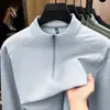 Moletom com zíper parcial, camiseta masculina de manga comprida, novo estilo 2026, corte solto, versátil, popular entre jovens, peça para outono/inverno