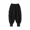 Calça de Moletom Grossa Wulibu para Meninos com Forro de Lã, Bordado de Olhos Grandes, Inverno 2026, Casual, Versátil, Jogger Canelado
