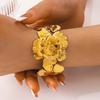 Pulsera de Flores Retro con Temperamento de Nicho de Moda de Explosiones Europeas y Americanas Acero de Titanio Chapado en Oro de 18K Pulsera de Apertura Creativa Exagerada