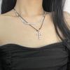 Dulce Cool Moda Lazo Perla Colgante Cruz Cadena Clavícula Doble Capa Collar Nuevo con Sentido de Diseño Personalizado de Lujo Ligero