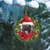 Árbol de Navidad Acrílico Varios Estilos Gorros de Santa Durmiendo Decoración Transfronteriza Nuevos Productos Adornos Colgantes Espejo Retrovisor del Coche Figura Plana de Perro