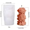 Molde de Vela de Columna de Rosa Tridimensional DIY Talla de Capullo de Flor Jabón Aromaterapia Yeso Adorno