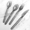 Cuchillo, Tenedor y Cuchara Desechables Delgados de Estilo Americano con Mangos de Plástico Escarchado, Vajilla Semitransparente, Tenedor de Estilo Occidental, Cuchara de Postre, Tenedor para Ensalada