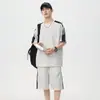 Traje para Hombre de Verano Nuevo Deportivo Transpirable de Manga Corta con Pantalones Cortos Casual Marca Americana de Moda Conjunto de Dos Piezas para Hombre Holgado Atractivo