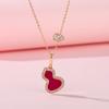 Collar de Calabaza de Ágata Roja Seiko de Alta Calidad para Mujer, Moda Nacional Elegante, Diseño de Nicho, Cadena Clavicular de Nácar Blanco de Alta Gama