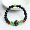 Pulseira de Contas Dzi de Nove Olhos de Guan Yu Pulseira de Ágata Preta Fábrica de Joias de Cristal Atacado Dropshipping S3063001