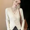 Otoño/Invierno Nuevo Estilo Coreano Encaje Patchwork Manga Larga No Necesita Sujetador Adelgazante Sencillo Negro Blanco Gris Capa Base Top Chica Picante