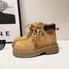 Botas Martin para Niños 2026 Otoño/Invierno Nuevo Estilo Botas de Trabajo Retro Americano para Niñas Mayores, Botas Amarillas de Suela Suave Cómodas