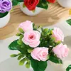 Flor Rosa Simulada Pequena Planta em Vaso Decoração de Mesa Flor Simulada Pequenos Enfeites Arranjo de Casamento Flores Simuladas Plantas Flor Artificial