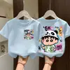 Camiseta de Manga Corta de Algodón Puro para Niños, Estilo Delgado de Verano, Ropa de Verano para Niños y Niñas, Camiseta Base de Manga Media para Niños Tallas Mediana y Grande Estilo Coreano