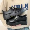 Zapatos de Cuero Negros con Suela Gruesa Estilo Británico Retro para Mujer 2026 Primavera Nuevos Estilo Japonés JK Versátiles Mocasines de Punta Redonda