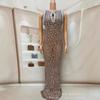 Vestido Sexy, Cristais Prateados Brilhantes, Punhos Marrons, Traje de Performance com Strass, Fantasia de Dança