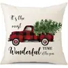 Juego de Fundas de Almohada Transfronterizas para Navidad Europea y Americana, Funda para Cojín de Sofá de Sala de Estar, Funda para Almohada de Cintura con Reno Papá Noel Árbol, Suministro de Fábrica