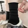 Calcetines blancos para mujer, calcetines de media pantorrilla para primavera y otoño, combinados con zapatos Birkenstock, calcetines de algodón sin costuras postparto para primavera, calcetines de burbujas con borde enrollado para verano