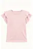 Camiseta de manga corta de color liso para niña, nueva de verano, personalizada para comercio transfronterizo, top con volantes de cuello redondo estilo coreano, camisa versátil de manga corta