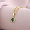 Collar con Colgante de Esmeralda Popular Transfronterizo para Mujer Niñas Lujo Nicho Accesible de Alta Gama Cadena Clavícula Gargantilla