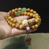 Pulsera rosario de sándalo dorado Guofeng de 8 mm de doble círculo, pulsera de garra de gato, cuentas de Buda para manualidades, joyería de madera para jugar, venta al por mayor