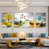 Pintura decorativa para sala de estar moderna minimalista parede de fundo de sofá pintura pendurada nórdica Fu Lu pintura de parede de luxo leve mural triplo atmosférico