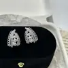 Pendientes de Encaje Calado Retro Francés Elegantes de Nicho, Pendientes Geométricos de Gota de Agua con Perla y Diamantes Completos para Mujer