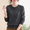 Estilo Nuevo Primavera y Otoño Ropa para Madres de Mediana Edad y Mayores Favorecedor Versátil Elegante Suéter Ropa de Punto Casual para Mujer Top de Capa Base