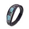 Popular Pulsera Tejida de Estilo Oscuro de Amazon con Piedra Natural Ojo de Tigre y Joyería de Cuero de Doble Capa de Moda para Hombre