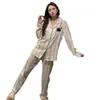 Pijama Feminino com Bojo Primavera e Outono Novo Algodão Nuvem Manga Longa Estilo Coreano Desenho Animado Fofo Solto Duas Peças Roupa de Casa