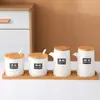 Jarras de Cerámica Nórdica para Condimentos Recipientes Creativos para Especias Almacenamiento de Cocina Comercial Salero Botella de Salsa de Soja Frasco de Chile Botella Vinagrera