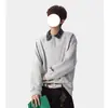 Sudadera con Capucha y Cuello Polo Patchwork Falsa de Dos Piezas para Hombre Primavera y Otoño Versátil Americana Retro Manga Larga Sudadera Estilo Universitario Marca de Moda Top