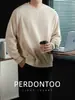 Moletom Jacquard Pesado de Manga Longa para Homem, Estilo Levemente Maduro, 300g, com Aplique Triangular, Gola Redonda para Primavera