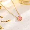 Acero de titanio doble cara trébol de cuatro hojas collar, pulsera, pendientes de lujo ligero, cadena para clavícula simple de acero de titanio que no se decolora fabricante