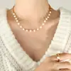 Exquisito Estilo Ins Moda Perla de Agua Dulce otbuckle Pulsera Collar Juego de Joyería Acero Titanio Chapado en Oro P649-E171