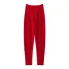 Cachemira Otoño/Invierno 2026 Nuevos Pantalones de Punto para Mujer Ajustados de Color Sólido Simples Control de Abdomen Cálidos Amigables con la Piel Pantalones de Capa Base