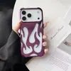 Adecuado para Apple 18Promax Funda para Teléfono Móvil con Patrón de Llama Hueca Galvanizada Iphone16 Disipación de Calor y Transpirable 14 Funda Protectora