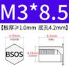 Yishenglong Pernos Remachables para Agujero Ciego de Acero Inoxidable Tuercas Remachables Placa de Presión Hexagonal Rosca Bsos-M3M4