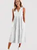 Suministro Exclusivo Transfronterizo 2026 Amazon Europeo y Americano Vestido de Verano sin Mangas con Cuello en V, Talla Grande Holgado, Estilo Adelgazante de Longitud Media
