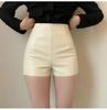 Pantalones Cortos de Cuero PU Negro para Ropa Exterior de Mujer 2025 Nueva Moda de Invierno Sexy Cintura Alta Elásticos Pantalones Base con Botas