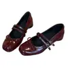 Versión de Cuero Suave~Zapatos de Mujer Estilo Retro Francés Suave con Lazo y Hebilla Mary Jane Estilo Coreano Versátiles Zapatos de Ballet
