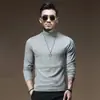 Camiseta de algodón elástico de manga larga para hombre, cuello medio alto, top para primavera y otoño, fina, color liso, prenda interior, pijama, suéter