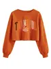 Amazon eBay tienda independiente moda casual mujer nuevo sudadera crop top calabaza con lazo de agradecimiento