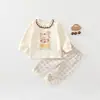 Elefante Pequeño Burlándose Pastel Ding Oso Pequeño Bebé Ropa de Otoño Conjunto de Pantalones de Otoño Algodón Puro Cintura Alta Protección de Vientre Pijama Dividido Ropa Interior Sin Etiqueta