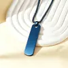 Joyería de Acero Inoxidable Geométrico Liso Hip-Hop Accesorios de Collar Moderno Colgante Rectangular Largo Cadena para Suéter con Opciones de Grabado