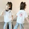 Camiseta de Manga Corta para Niña Pequeña 2026 Estilo Nuevo 3 Niñas Bebé Holgada Dibujos Animados Manga Corta Algodón Puro Elegante Top de Verano Camiseta