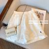 Shorts Largos Casuais de Algodão e Linho Estilo Coreano Branco para Mulheres, Verão Estilo Americano Soltos Esportivos Versáteis Retos Hot Pants